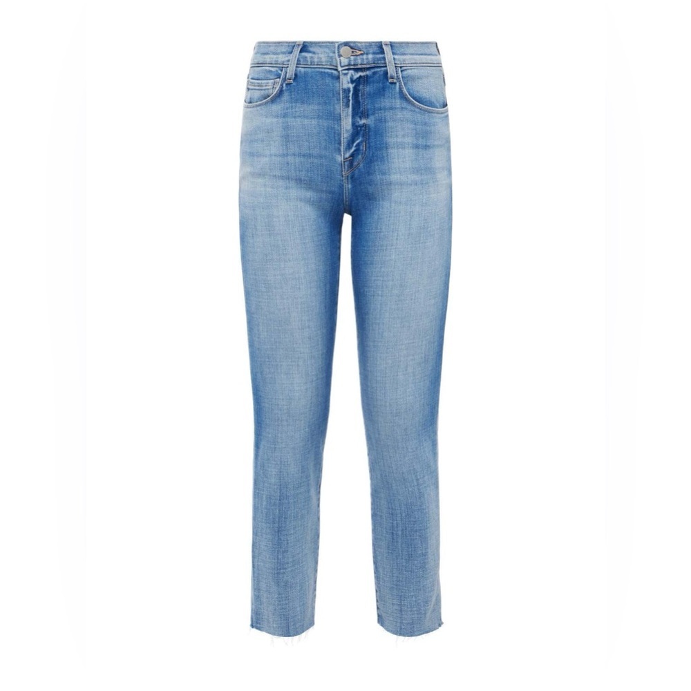 L’AGENCE slim high rise raw hem light wash sada jean highland size 24